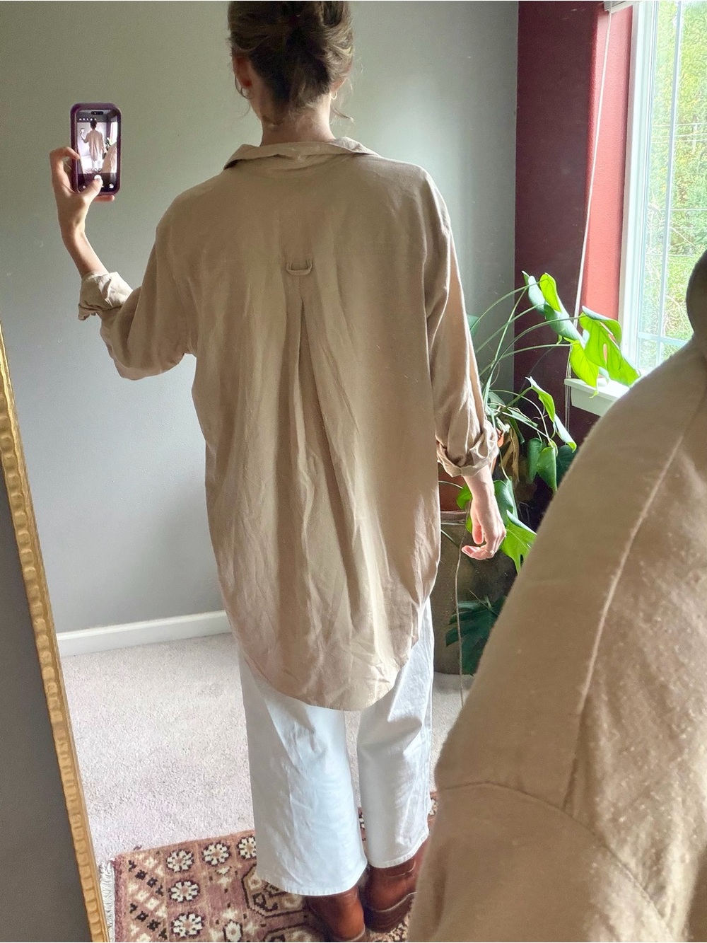 Handmade (by me!) 100% raw silk Oversized Button-Down Shirt - Picture 3 of 8